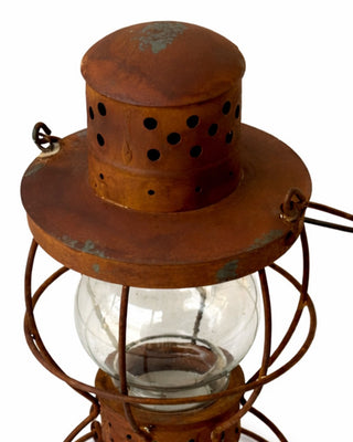 Blue Ridge Railroad Lantern Iron Glass Primitive Rust Finish