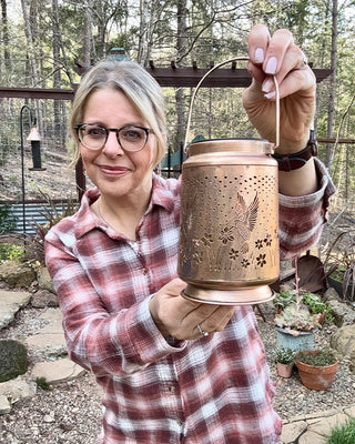 Solar Powered Antique Gold Iron Outdoor Lantern