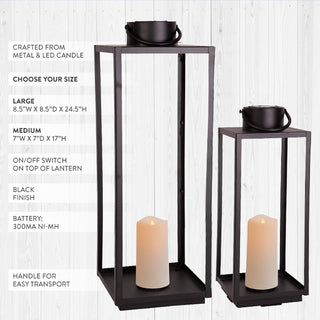 Set of black LED candle lanterns