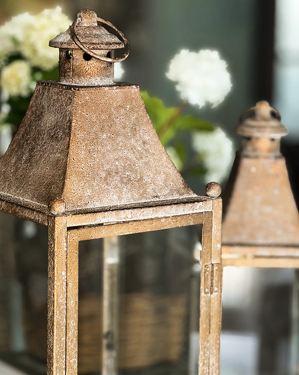 Artisan Graduated Metal & Glass Candle Lanterns, Set of 3