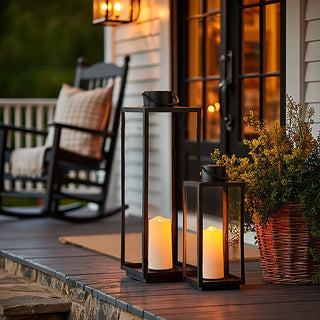 Decorative outdoor lantern set with LED candles