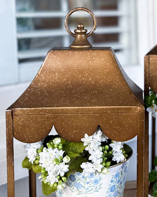 Indoor/Outdoor Scalloped Metal Lanterns, Set of 2
