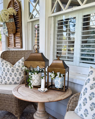 Indoor/Outdoor Scalloped Metal Lanterns, Set of 2
