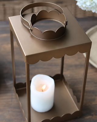 Fluted Metal Candle Lanterns, Set of 2 Indoor Outdoor