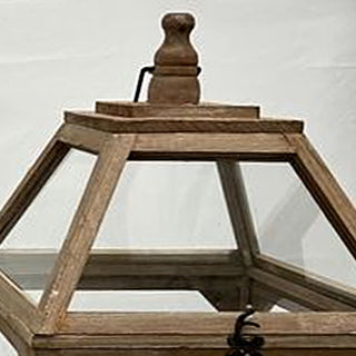 Natural Wood and Glass Lantern, Set of Three | Indoor/Outdoor Farmhouse Charm