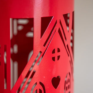 Christmas Village Cutout Metal Lantern with Handles, Set 3