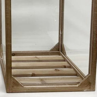 Natural Wood and Glass Lantern, Set of Three | Indoor/Outdoor Farmhouse Charm