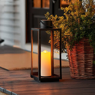 Medium-sized black lantern with LED candle