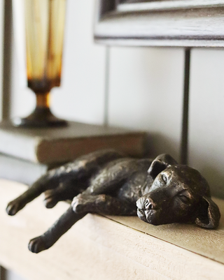 Antique Gold Resting Resin Dog Figurine