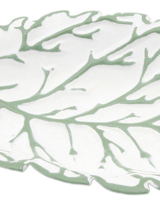 White and Sage Green Catchall Tray with Bird Accent