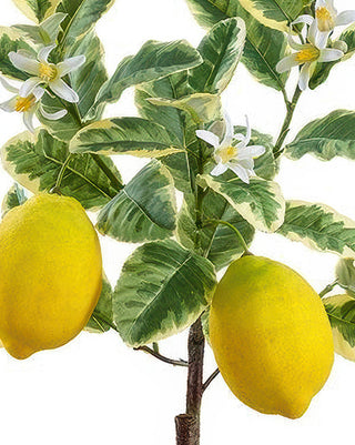 25-Inch Faux Lemon Tree in Decorative Pot with Blossoms
