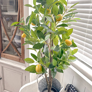 Faux lemon tree with realistic leaves and fruit