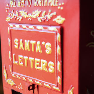 Vintage-Inspired Red Metal Santa’s Letters Mailbox