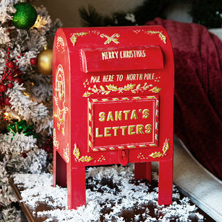 Vintage-Inspired Red Metal Santa’s Letters Mailbox