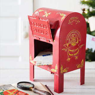 Vintage-Inspired Red Metal Santa’s Letters Mailbox