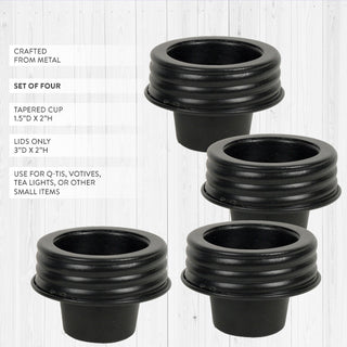 Black metal mason jar lids set of four
