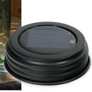  Close up of solar panel on water resistant mason jar lid light