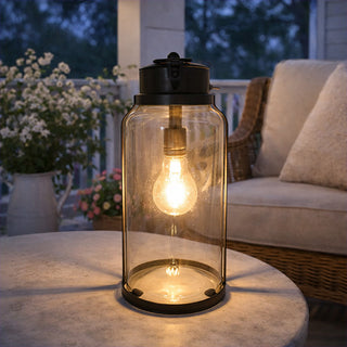 12 Inch Cordless Battery Operated Glass Edison Lantern