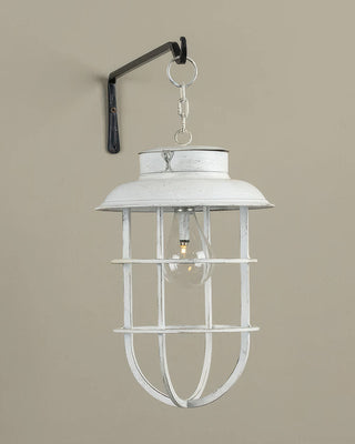 Aged White Hanging Light - Battery-Powered LED Lantern