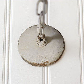 Rustic ceiling canopy mount chandelier hardware detail