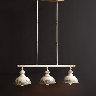 Vintage metal three-light pendant chandelier rustic style