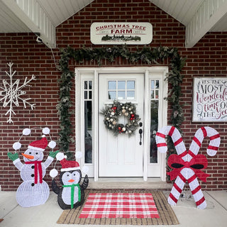 Oversized LED Snowman and Penguin Christmas Yard Decoration Set