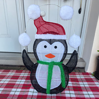 Oversized LED Snowman and Penguin Christmas Yard Decoration Set