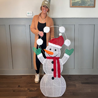 Oversized LED Snowman and Penguin Christmas Yard Decoration Set