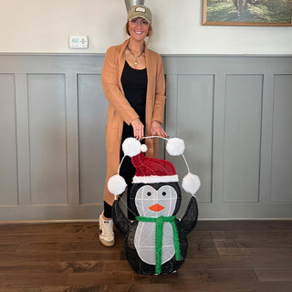 Oversized LED Snowman and Penguin Christmas Yard Decoration Set