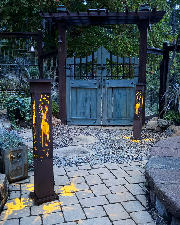 Interchange-a-glow Series: Reindeer Solar Light Pillars, Set of 2