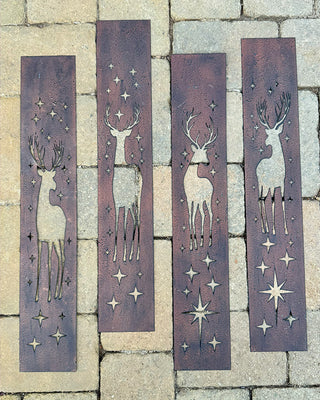 Interchange-a-glow Series: Reindeer Solar Light Pillars, Set of 2