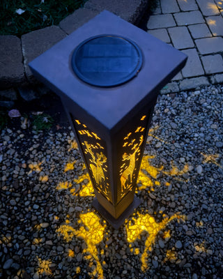 Interchange-a-glow Series: Reindeer Solar Light Pillars, Set of 2