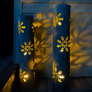 indoor outdoor holiday candle holders with cutout design