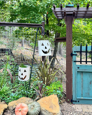 Metal Jack-o’-Lantern Pail Luminaries, Set of 2