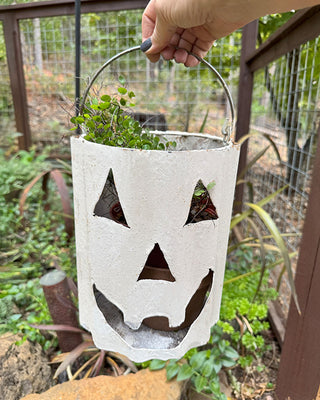 Metal Jack-o’-Lantern Pail Luminaries, Set of 2
