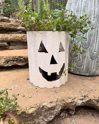 Metal Jack-o’-Lantern Pail Luminaries, Set of 2