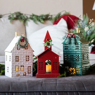 three houses in christmas style
