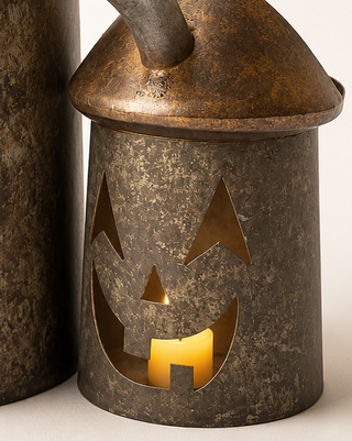 Vintage Inspired Oil & Fuel Can Metal Luminaries, Set of 2