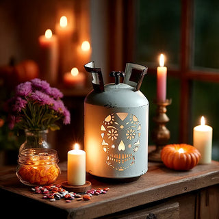 Day of the Dead style skull lantern