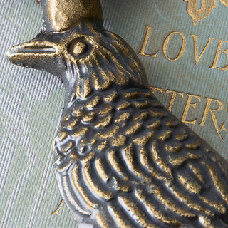 Vintage style brass magnifying glass bird figurine handle office desk accessory 7.5 inch