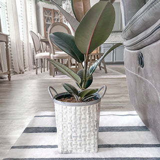 Interior view of galvanized metal planter bucket