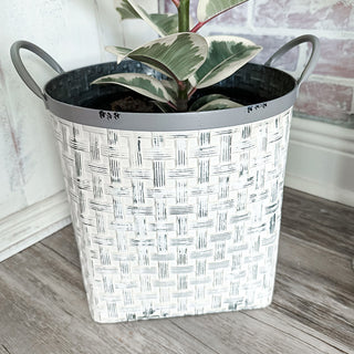 Interior view of galvanized metal planter bucket