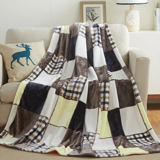Tache Buttermilk Fall Yellow Brown Farmhouse Super Soft Plaid Patchwork Throw Blanket