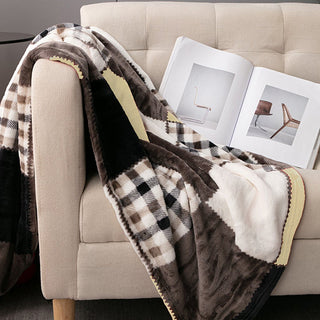 Tache Buttermilk Fall Yellow Brown Farmhouse Super Soft Plaid Patchwork Throw Blanket