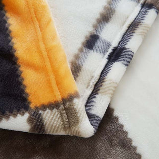 Tache Fall Orange Farmhouse Super Soft Micro Fleece Plaid Patchwork Plush Lightweight Bed Throw Blanket 