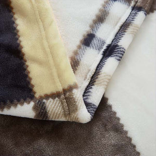 Tache Buttermilk Fall Yellow Brown Farmhouse Super Soft Plaid Patchwork Throw Blanket