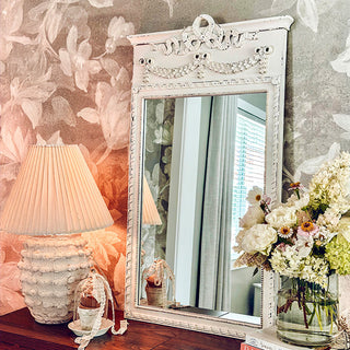 Distressed white vintage wall mirror home decor