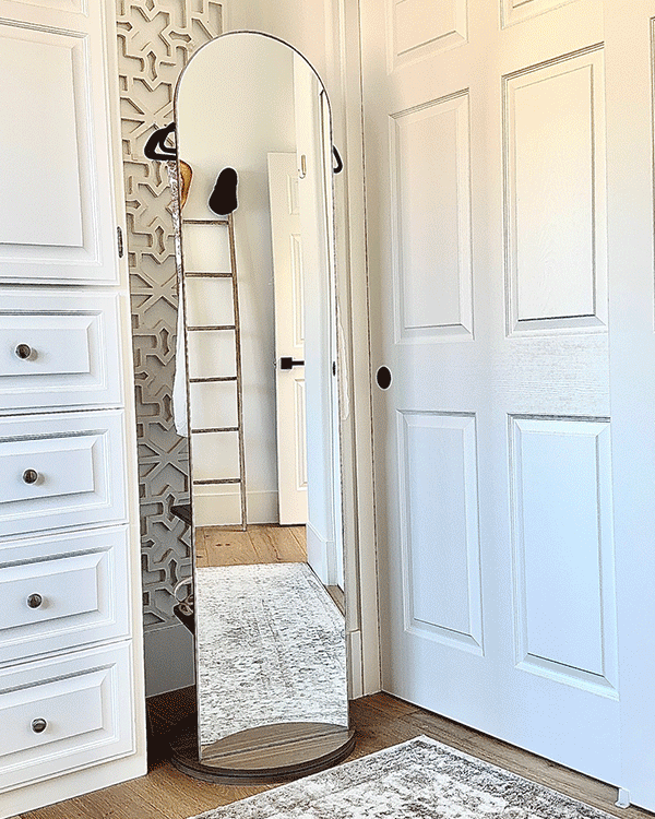 Rotating Arch Floor Mirror with Clothing Valet