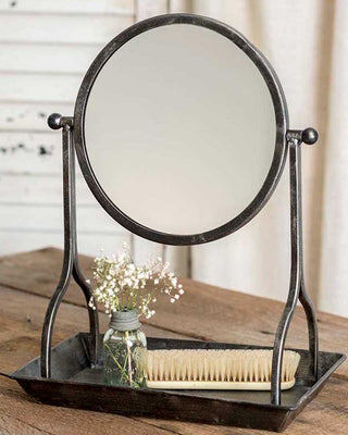 Round Vanity Mirror With Tray