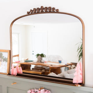 Copper Arched Mantle Mirror with Built-In Shelf